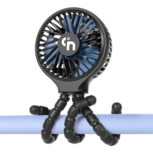 WiHoo Stroller Car Seat Baby Fan with Flexible Tripod,3 Speeds Rechargeable Clip on USB Battery Operated Mini Small Personal Portable Fan for Crib Treadmill Camping and Travel (Black), - 3.5 Inch