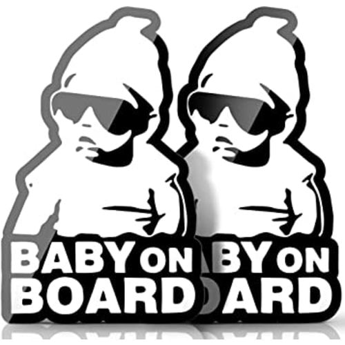 Baby on Board Sticker for Cars Funny, Baby Carlos Hangover, Black and White Vinyl Decals (2 Pack) Baby on Board Sticker Funny, Baby on Board Decal, Baby on Board Sign Baby in car Sticker for Cars