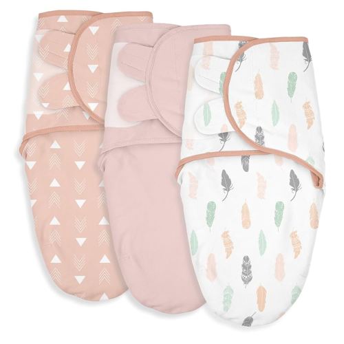 Soarwg Kids Baby Swaddle, Organic Adjustable Baby Swaddles for Newborns, Sleep Sack for Baby Boy and Girl 0-3 Months, 100% Cotton Certified STANDARD 100 by OEKO-TEX, 3-Pack (Feather Trail)