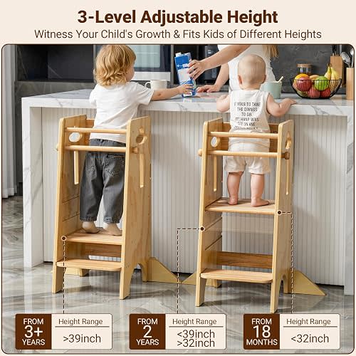 COSYLAND Adjustable Toddler Standing Tower Stable Toddler Step Stool