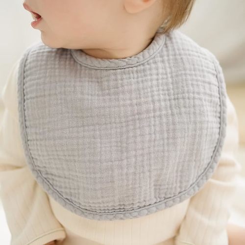 Konssy Muslin Baby Bibs 8 Pack Baby Bandana Drool Bibs Cotton for Unisex Boys Girls, 8 Solid Colors Set for Teething and Drooling - Grey