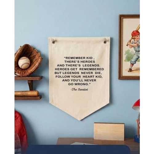 Sandlot Quote Canvas Banner Flag, Nursery Wall Decor, Baseball, Kids Room Decor