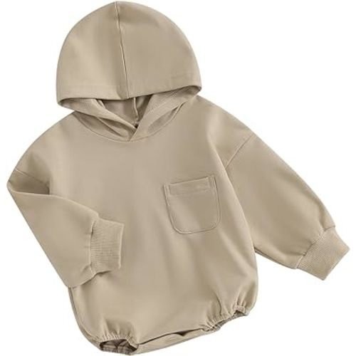 xiqaalombvt Infant Baby Boy Girl Fall Clothes Hoodie Pullover Sweatshirt Romper Color Block Long Sleeve Onesie Outfit