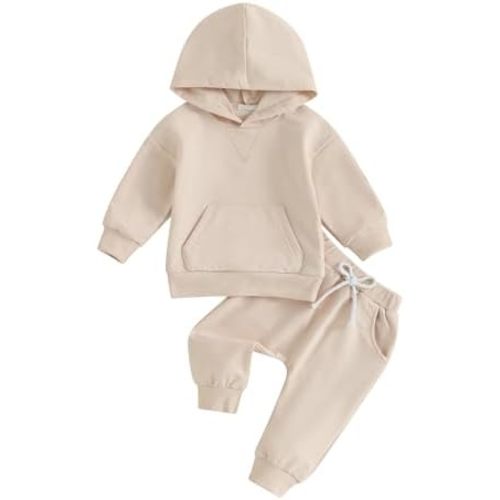 Toddler Baby Boy Girl Clothes Solid Color Hoodie Sweatshirt Top and Jogger Pants Set 2 Piece Fall Winter Outfits