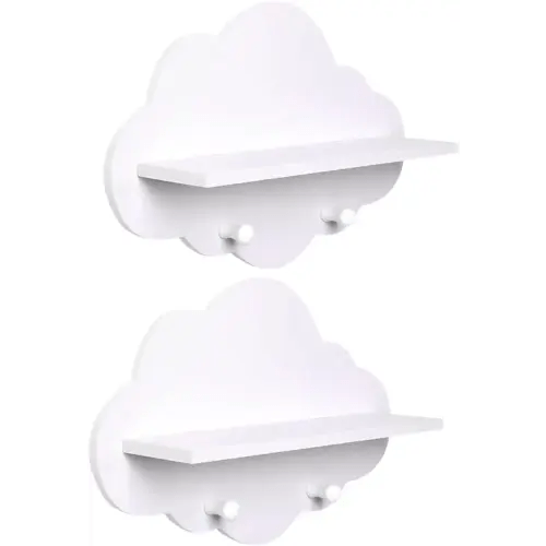 BUTIFULSIC 2Pcs Shelf Speaker Stand Rack toiletries Organizer Rack Cosmetic toiletries Shelves Floating Cloud Shelves Hanging Cloud Shelves Wooden Baby Household Display Stands White