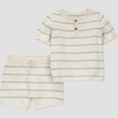 Carter's Just One You®️ Baby Boys' Striped Short Sleeve Top & Bottom Set - Green 3m