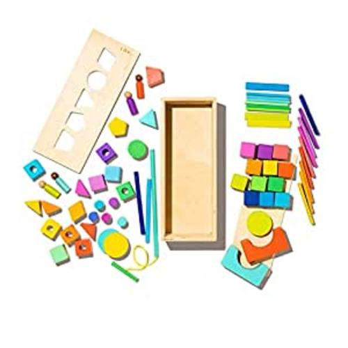 Amazon.com: The Block Set by Lovevery – Solid Wood Building Blocks and Shapes + Wooden Storage Box, 70 Pieces, 18 Colors, 20+ Activities : Toys & Games