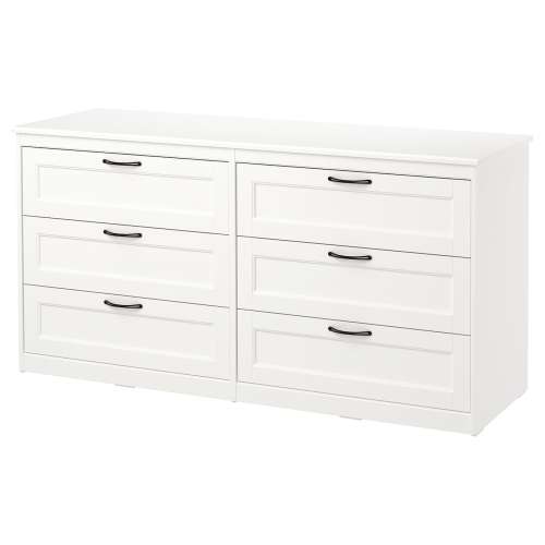 SONGESAND Chest of 6 drawers - white 161x81 cm