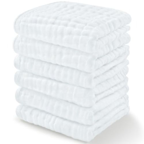 Baby Washcloths Muslin Cotton, Large 10"x10" by Comfy Cubs