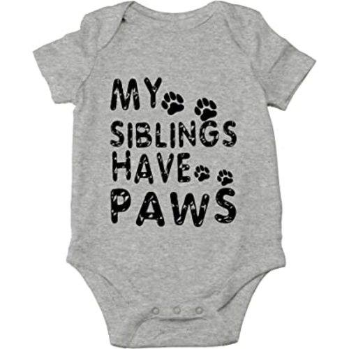 AW Fashions My Siblings Have Paws Baby Bodysuit Cute Newborn Girl Outfits Coming Home Outfit Boy Romper