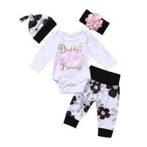 Calsunbaby Floral Jumpsuit Romper Bodysuit, 4 Pieces Set (Girl's)