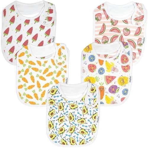 5 Pack Bibs for Boys & Girls - Organic Cotton Baby Bibs, Bandana Bibs, Drool Bibs, Teething Bibs, Toddler Bibs