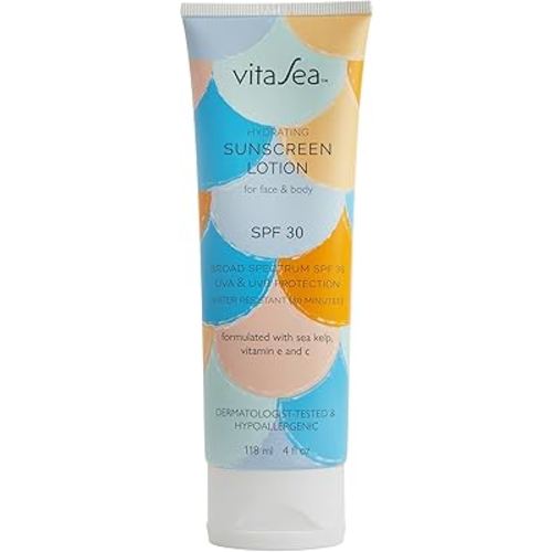 Noodle & Boo VitaSea Hydrating Sunscreen Lotion for Face and Body, Broad Spectrum Reef Friendly Sunscreen SPF 50 |SPF 30, UVA & UVB Protection, Formulated with Sea Kelp, Vitamin E & C, 4 Fl Oz