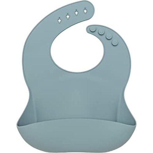 Loulou Lollipop Soft, Waterproof Silicone Feeding Bib - Slate