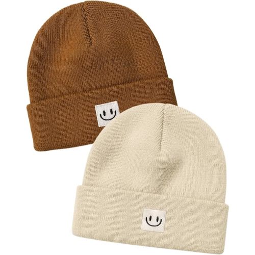 FURTALK Baby Beanie Cute Toddler Winter Hat Knit Boys Girls Warm 2 Pack Kids Embroidered Beanies Cap for 0-8 Years