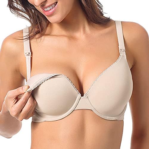 TELIMUSSTO Women's Front Buckles Nursing Bras Maternity Breastfeeding Underwire Padded Bra