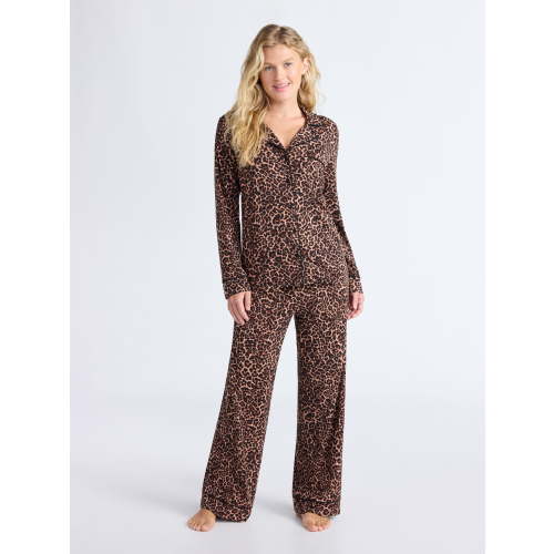 Joyspun Women’s Dreamy Soft Collection Long Sleeve Top and Pants Pajama Set, Sizes XS-4X