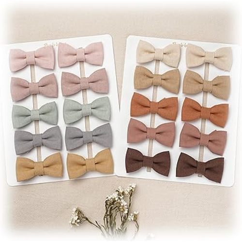 FANCY CLOUDS Baby Hair Clips with Baby Girl Bows,20pc Boutique Handmade Fully Lined Hair Barrettes Hair Accessories for All Age Girls Toddlers Infants