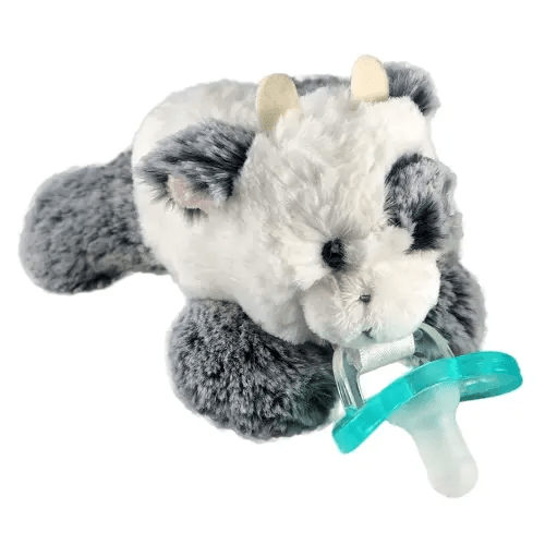 RaZbaby JollyPop Pacifier, Holder with Detachable Baby Pacifier, Stuffed Animal RaZbuddy, All Ages 0M+, 100% Medical Grade USA Made Silicone, Machine Washable, Textured & Easy to Hold – Cow