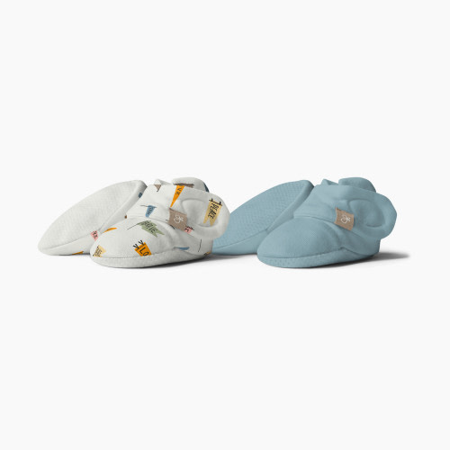 Goumi Kids Stay on Baby Booties (2 pack) - Affirmations + Poolside, 3-6 Months