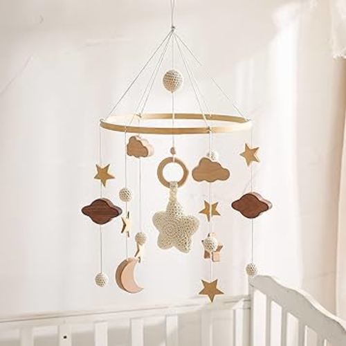 IEATFO Baby Crib Mobile for Boys Girls| Boho Nursery Mobile| Gender Neutral Hand-Crocheted Mobile| Ceiling Mobile - Stars, Clouds, Moon : Amazon.com.au: Baby