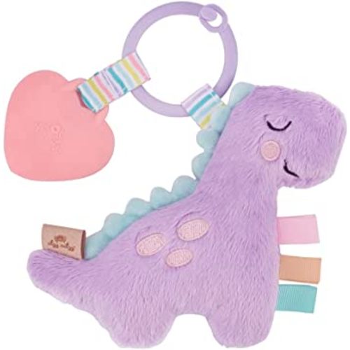 Itzy Ritzy Itzy Pal Infant Toy & Teether; Includes Lovey, Crinkle Sound, Textured Ribbons & Silicone Teether, Purple Dinosaur, 1 Count