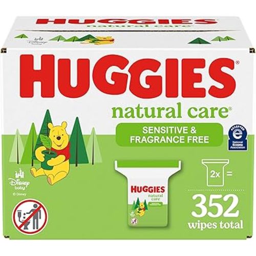 Huggies Natural Care Sensitive Baby Wipes, Unscented, Hypoallergenic, 99% Purified Water, 2 Refill Packs (352 Wipes Total)