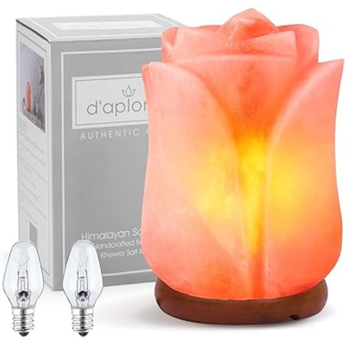 d'aplomb 100% Authentic Natural Himalayan Salt Lamp;Hand Carved Flower Rose