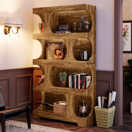 Latitude Run® 71" Tall Bookcase, 4-Tier S-Shaped Bookshelf & Reviews | Wayfair