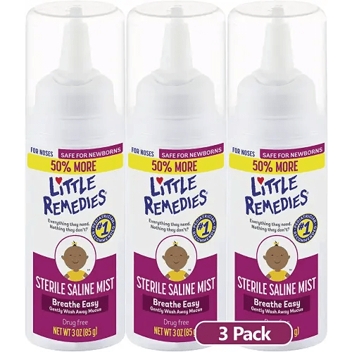Little Remedies Sterile Saline Nasal Mist, 3 oz, Pack of 3