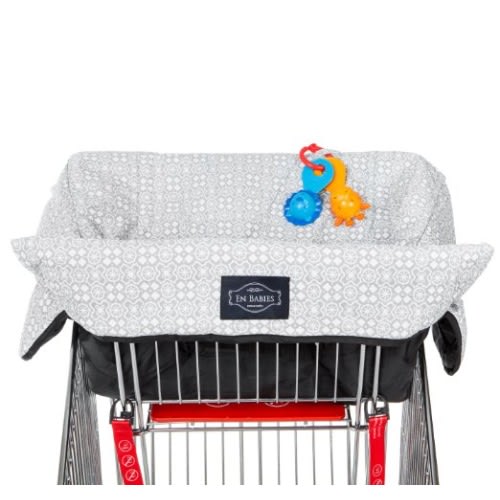 Waterproof Shopping Cart Cover for Baby & Toddler in Unisex Grey with Safety Harness