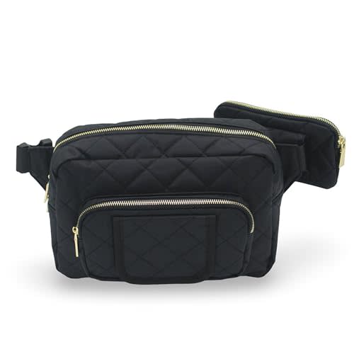 Lion & Light Small Diaper Bag, Mini Diaper Bag with Portable Changing Pad, Fanny Pack Diaper Bag for Baby, Toddler Diaper Bags, Travel Diaper Bag, Crossbody Diaper Bag with Wipes Pocket (Black)