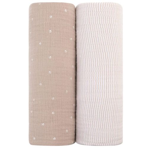 Ely's & Co. Cotton Muslin Swaddle Blanket Rosewater & Cranberry 2 Pack