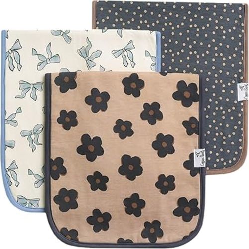 Baby Burp Cloth Large 21''x10'' Size Premium Absorbent Triple Layer 3-Pack Gift Set "Gemma in Tan" by Copper Pearl