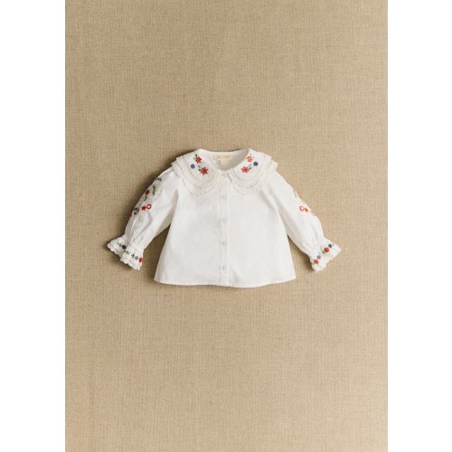 Gloria Shirt - Ecru / multicoloured embroidery