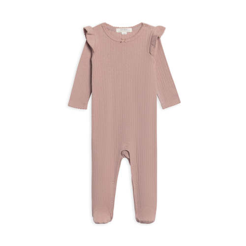 Addy Brushed Back Pointelle Flutter Sleeve Footed Romper