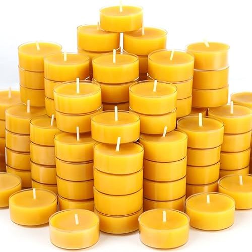 48 Packs Beeswax Tealight Candles, 100% Pure Beeswax Candles | 4-Hour Extended Burn Time | Natural Beeswax Tea Candle in Clear Cup, Perfect for Home Decor,Air Purification,Fragrance