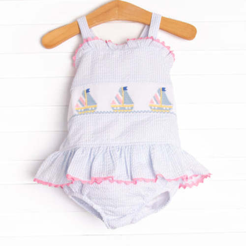 Summer Sails Smocked One Piece, Blue – Stitchy Fish