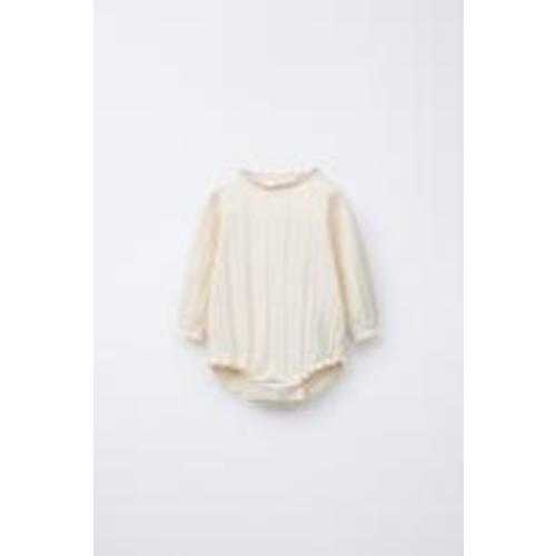 LACE TRIM POINTELLE BODYSUIT - Light beige | ZARA United States