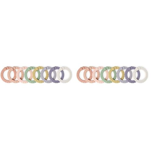 Itzy Ritzy Linking Ring Set; Set of 8 Braided, Rainbow-Colored Versatile Linking Rings; Attach to Baby's Car Seat, Stroller & Activity Gym to Keep Toys Nearby; Pink Rainbow (Pack of 2)