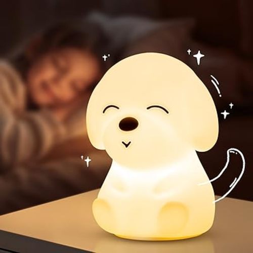 Night Light for Kids Lamp,16 Colors Cute Night Light for Baby Nursery,2 Brightness Kids Nightlight,Soft Silicone Dog Lamp,Timer Baby Lights for Nursery,10 Hours Use Squishy Puppy Gifts for Boys&Girls