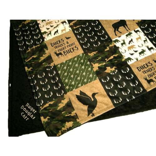 Ducks Trucks and Eight Point Bucks Blanket Personalized Hunting Blanket Toddler Child Adult Minky Plush Fur Gender Neutral