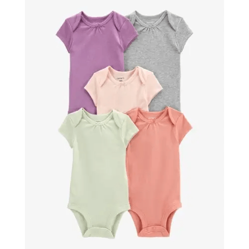 Baby 5-Pack Short-Sleeve Solid Bodysuits - Carter's | Carter's