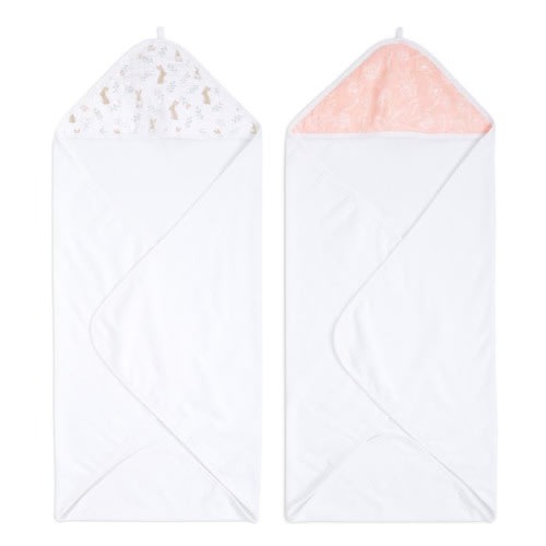 Blushing Bunnies Muslin Hooded Towels 2pk | aden + anais