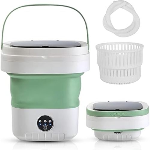 Portable Washing Machine,12L Mini Washer with Foldable Design, Has 3 smart Modes for Travel,Apartment,Baby Clothes,Socks camping, RV (Green)