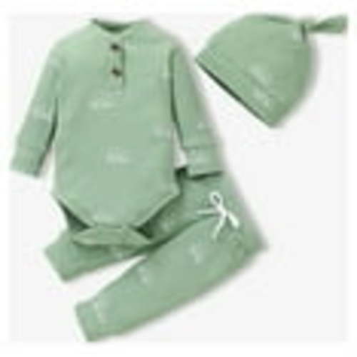 PatPat Newborn Baby Pajamas Boy Girl Clothes Cotton Ribbed Long Sleeve Romper and Pants Outfit Sets, 6-9 Months