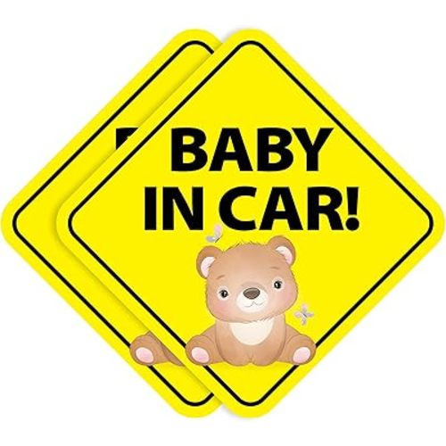 Baby Bear (2-Pack) Car Stickers - Paint-Safe, Removable, Non-Magnetic, Vinyl, Unisex - Ideal for Cars & Windows