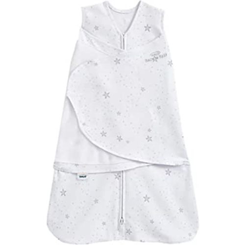 HALO Micro-Fleece Sleepsack Swaddle, 3-Way Adjustable Wearable Blanket, TOG 3.0, Grey Stars, Newborn, 0-3 Months