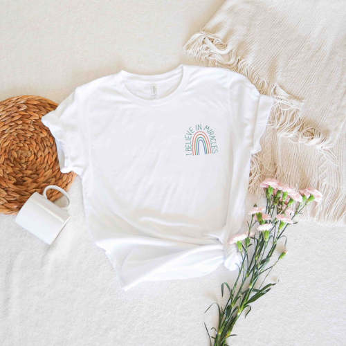 I Believe In Miracles Adult Graphic Tee | White