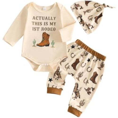 My First Rodeo Outfit Boy Western Newborn Baby Cowboy Clothes Fall